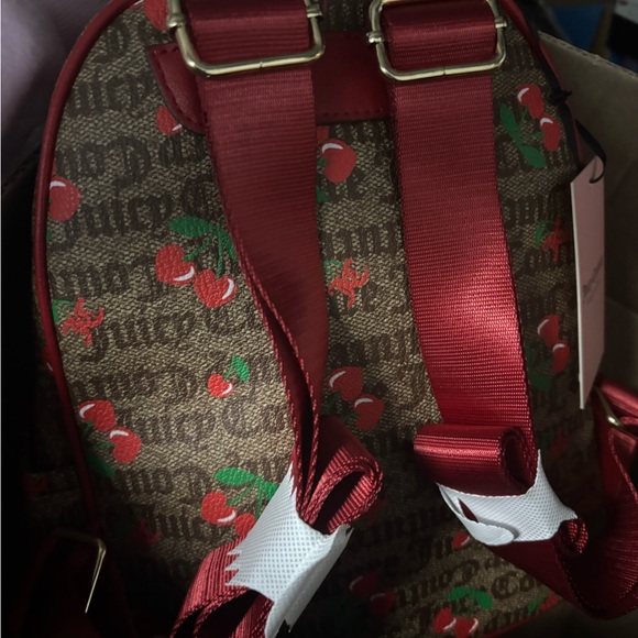Juicy Couture Cherry Print Backpack with Red Accents (FREE bath and body item
